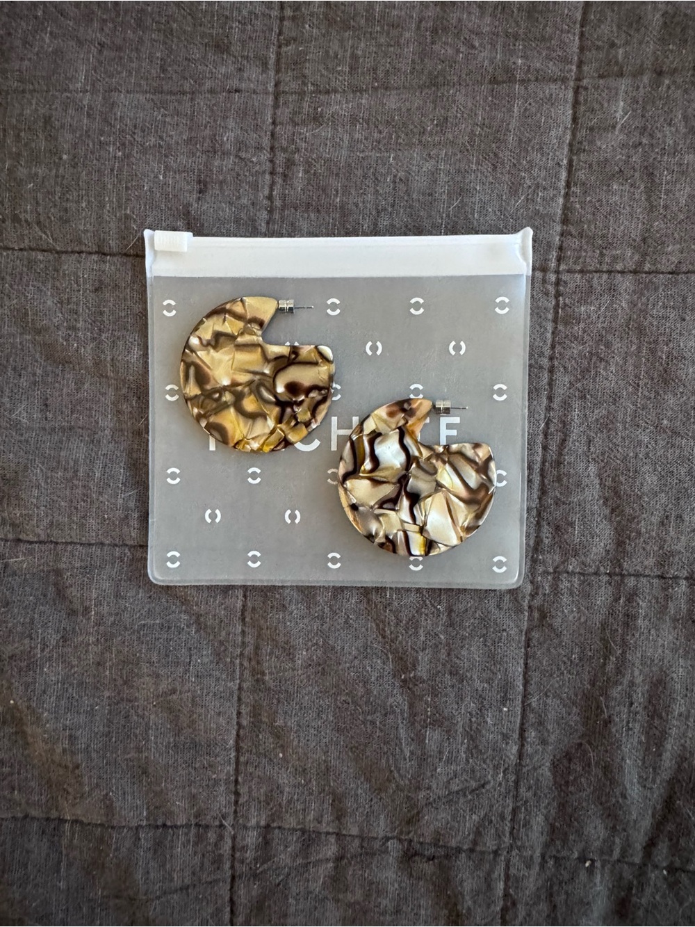 Neutral Tortoiseshell Resin Hoop Earrings - Women Jewelry Earrings